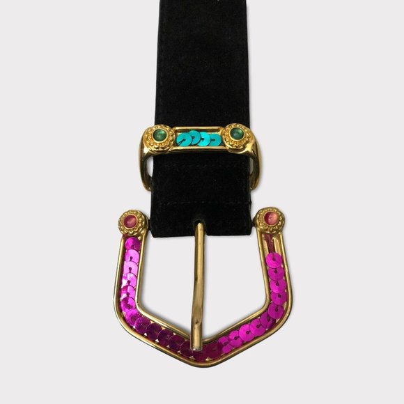 Compagnie Internationale EXPRESS Vintage Suede Belt With Gold and Sequins main image 7